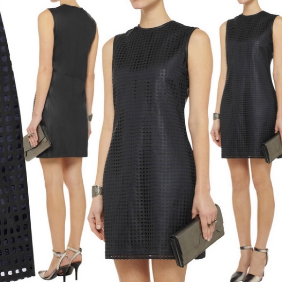 RAOUL perforated Genuine Leather white shift dress - Picture 7 of 8